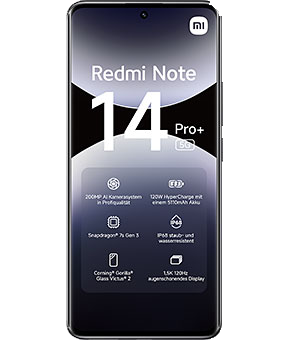 xiaomi redmi note 14 pro plus midnight black vorne